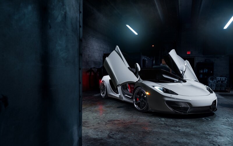 White McLaren Sports Car — Dramatic, Night