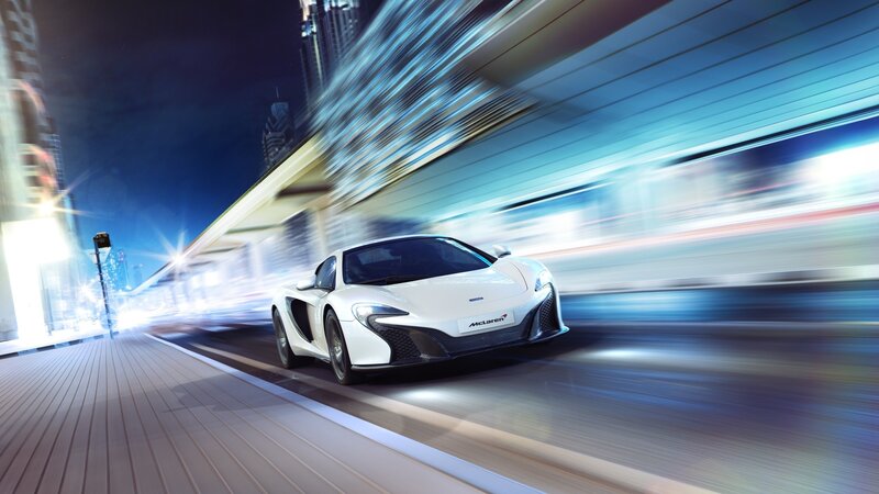 White McLaren Sports Car — Dynamic, Night
