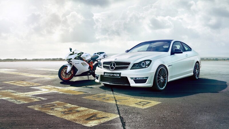 White Mercedes-amg Car — Dramatic, Afternoon