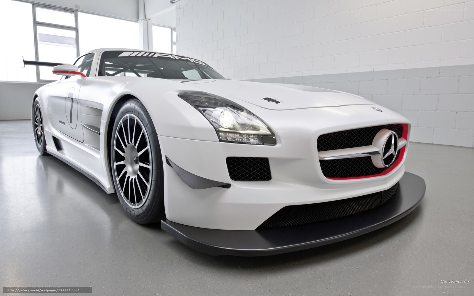 White Mercedes-AMG GT3 race car