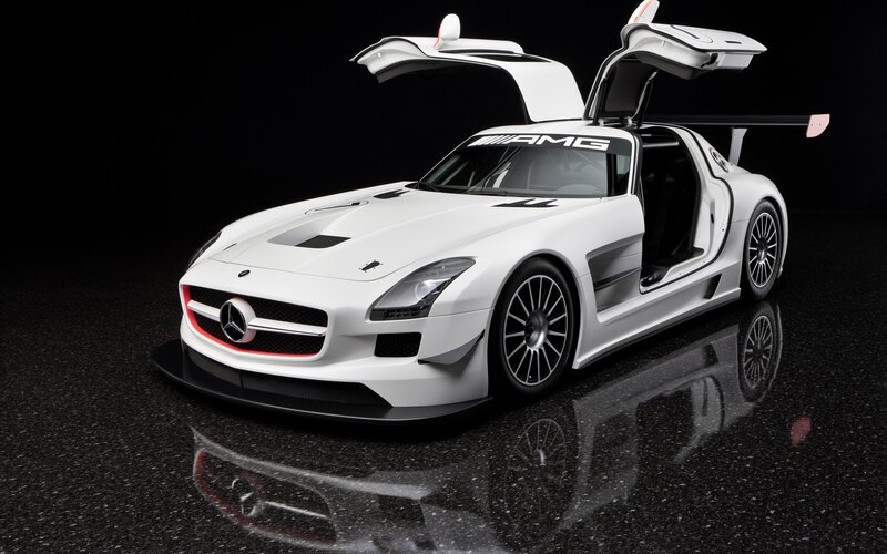 White Mercedes-AMG GT3 race car
