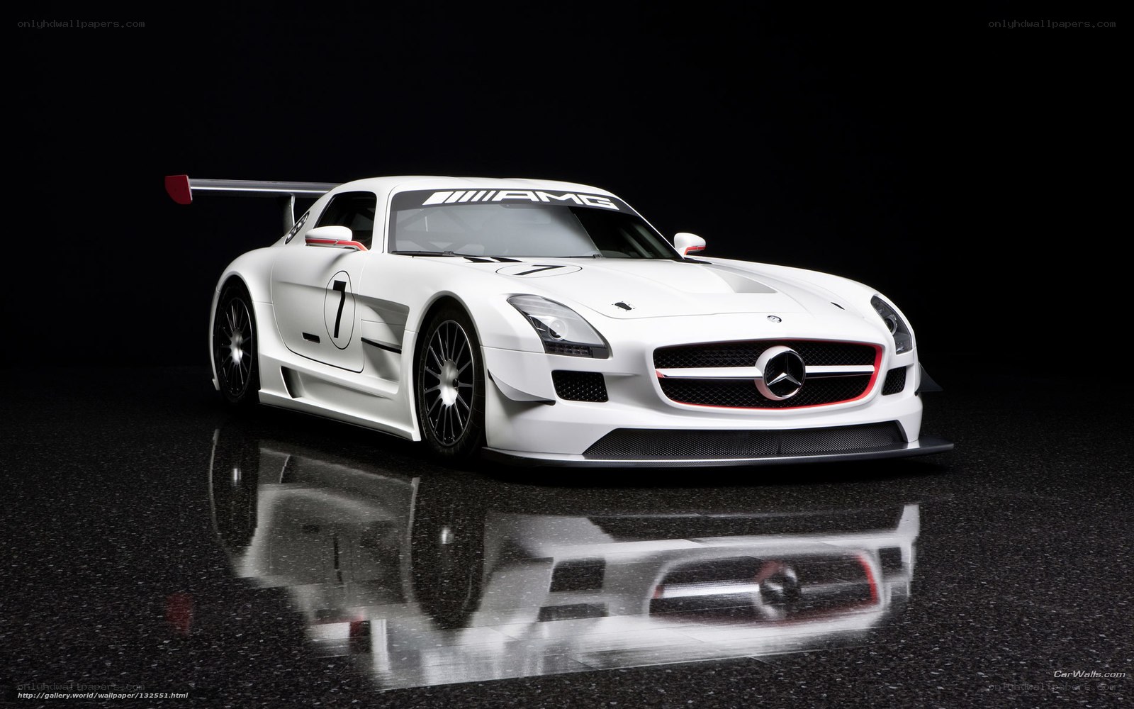 White Mercedes-AMG GT3 race car