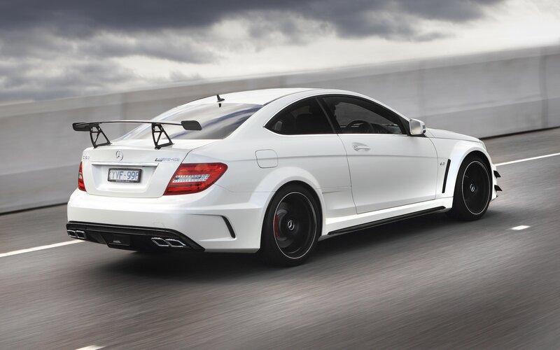 white mercedes-amg on track