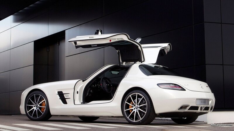 white mercedes-amg sls car