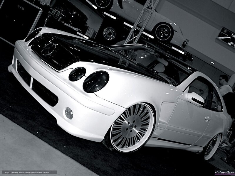 white mercedes at car show