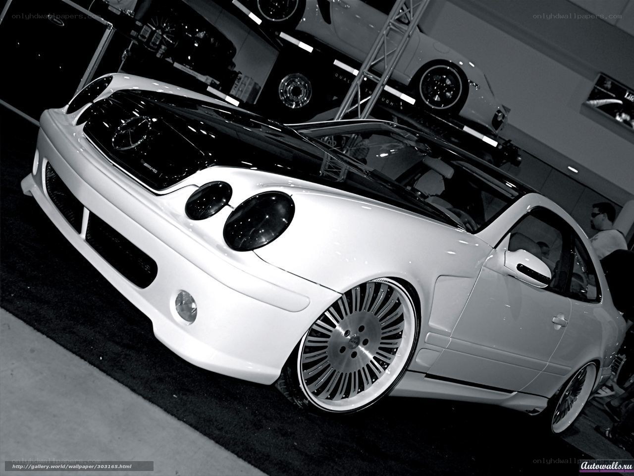 white mercedes at car show