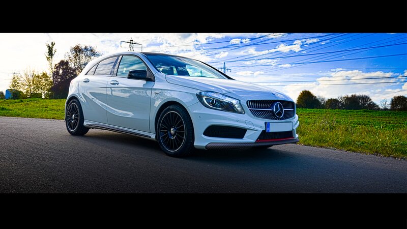 White Mercedes-Benz A45 — Dramatic