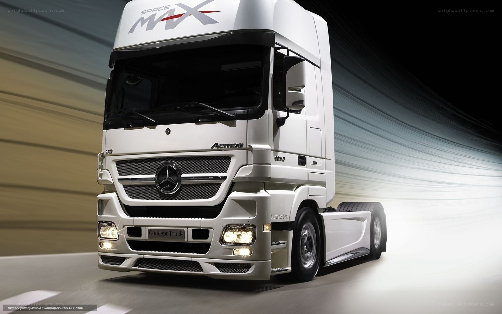 White Mercedes-Benz Actros truck