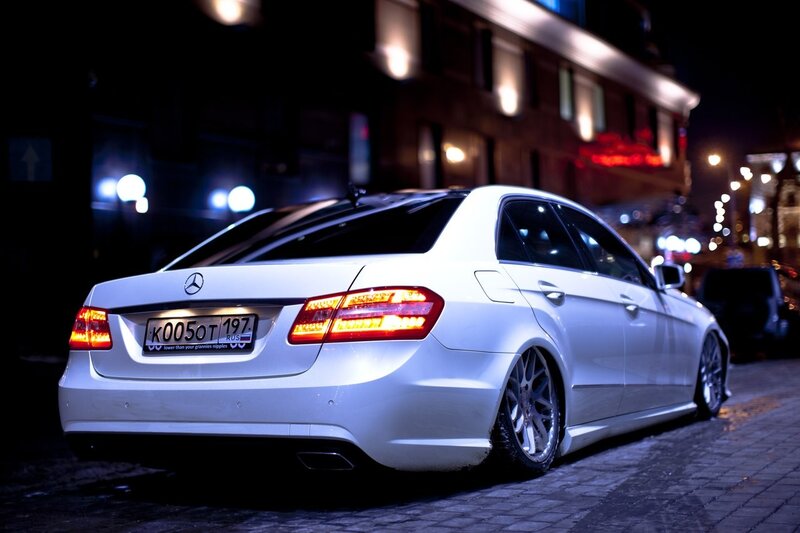 White Mercedes-Benz at night