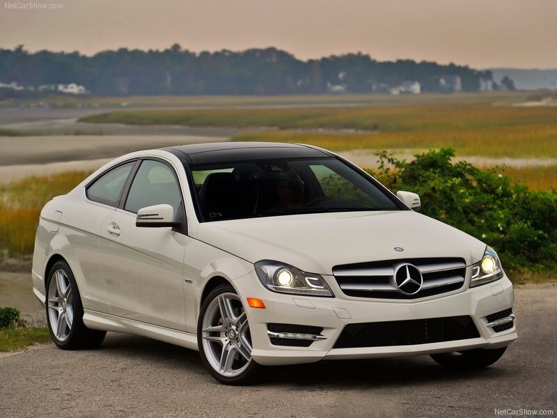 white mercedes-benz c-class coupe