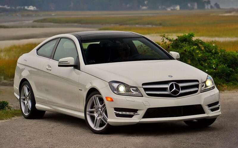 white mercedes-benz c-class coupe
