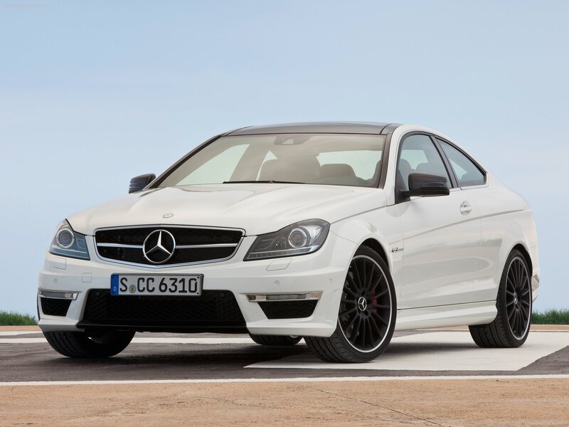 White Mercedes-Benz C63 AMG Coupe