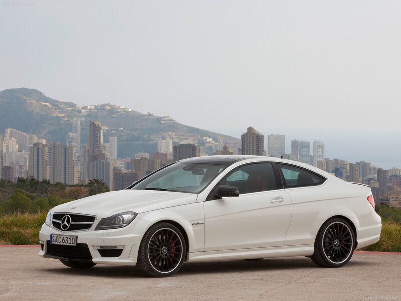 White Mercedes-Benz C63 AMG Coupe