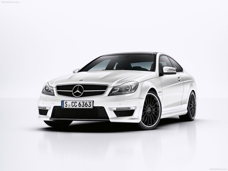 White Mercedes-Benz C63 AMG Coupe