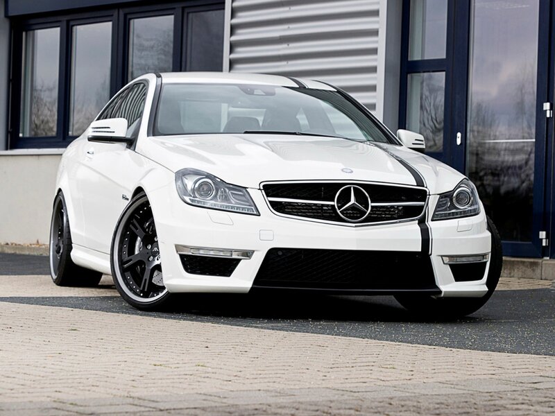 White Mercedes-Benz C63 AMG Coupe