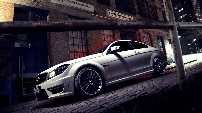 White Mercedes-Benz C63 AMG Coupe