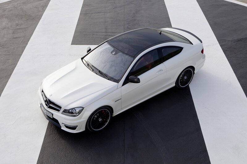 White Mercedes-Benz C63 AMG Coupe