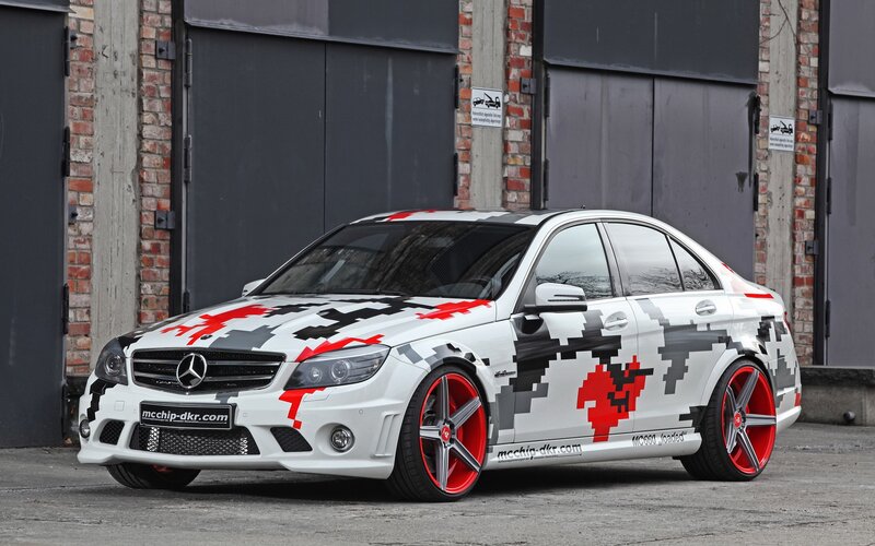 White Mercedes-Benz C63 AMG — Dramatic, Photograph