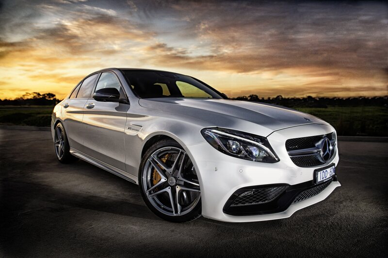 White Mercedes-benz C63 Amg — Silver