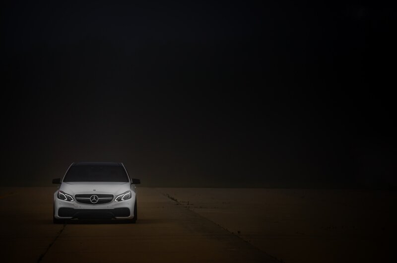 White Mercedes-benz Car — Black, Dramatic, Night