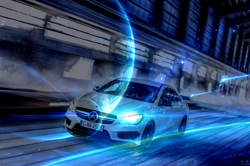 White Mercedes-benz Car — Blue, Dramatic