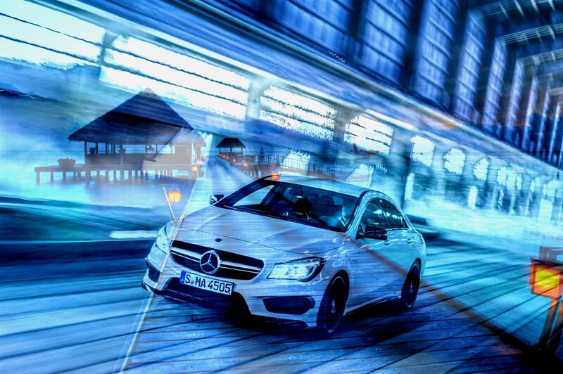 White Mercedes-benz Car — Blue
