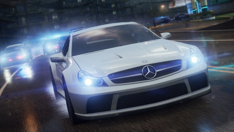 White Mercedes-benz Car — Dramatic, Night, 3d Render