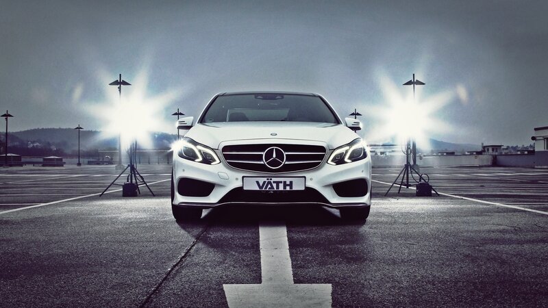White Mercedes-Benz Car — Dramatic, Night, Photograph, Lights