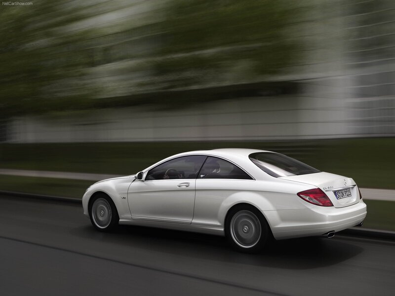 White Mercedes-Benz CL550 in motion
