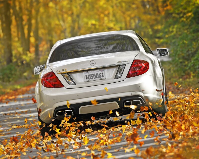 White Mercedes-Benz CL63 — Yellow