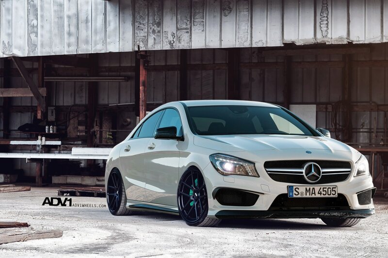 White Mercedes-Benz CLA with custom wheels