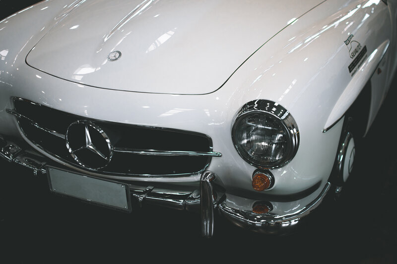 White Mercedes-Benz classic car