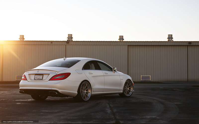 White Mercedes-Benz CLS — Dramatic, Sunset