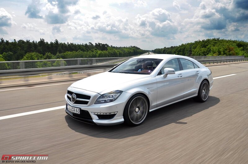 White Mercedes-Benz CLS driving on highway
