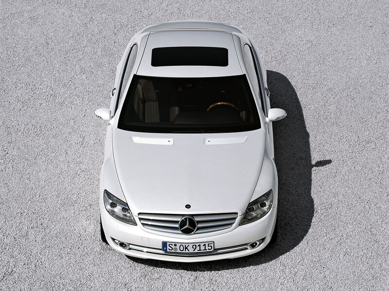 White Mercedes-Benz CLS from above