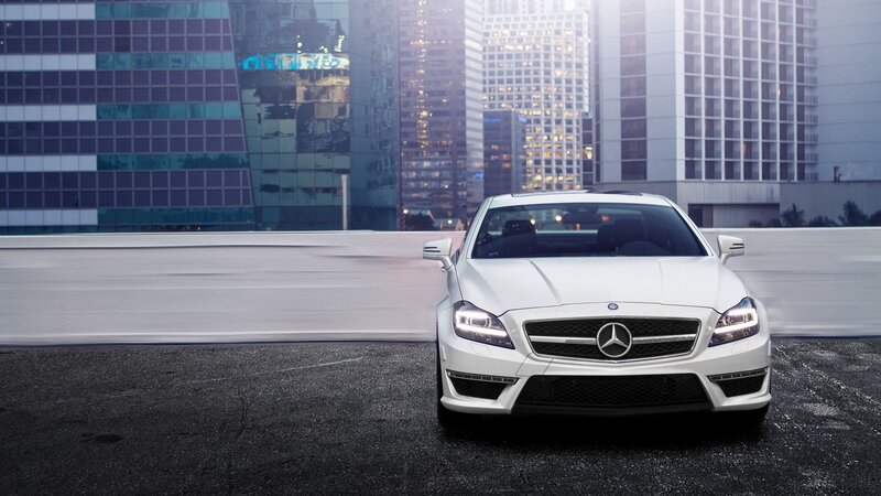 White Mercedes-Benz CLS in city