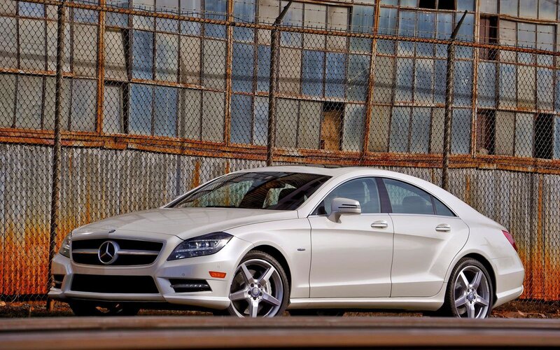 White Mercedes-Benz CLS parked