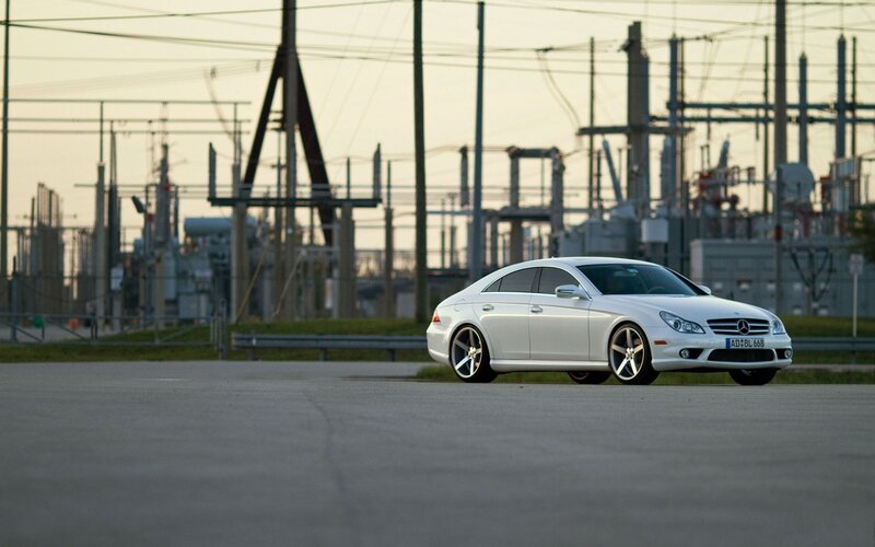 White Mercedes-Benz CLS parked
