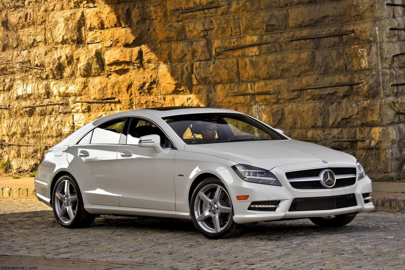 White Mercedes-Benz CLS parked