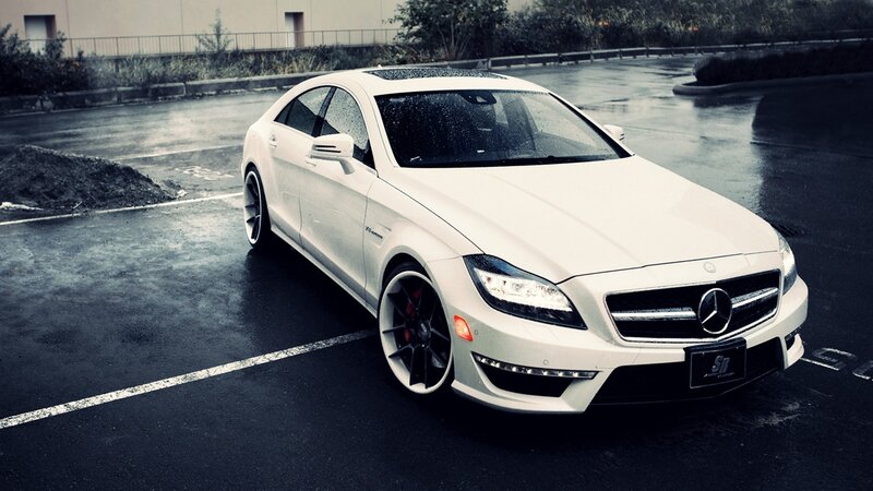 white mercedes-benz cls parked
