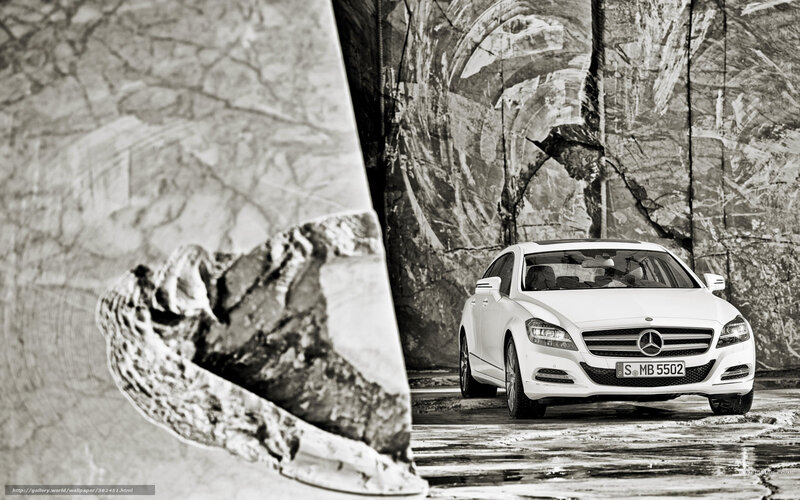 White Mercedes-Benz CLS parked in tunnel