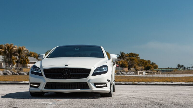 White Mercedes-Benz CLS parked outdoors