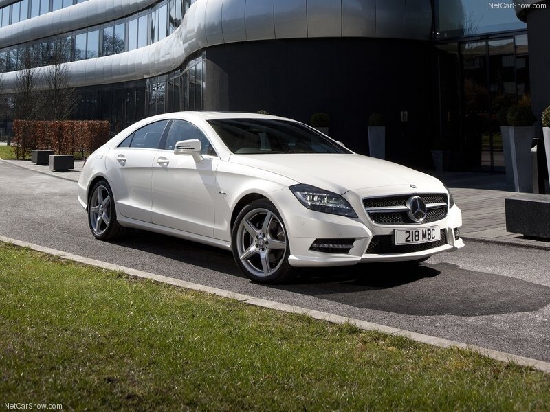 white mercedes-benz cls sedan