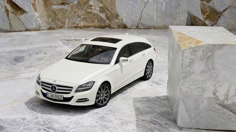 white mercedes-benz cls station wagon