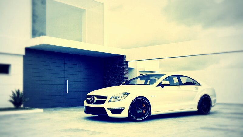 white mercedes-benz cls63 amg
