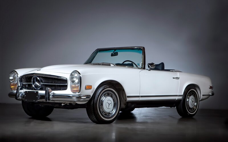 White Mercedes-Benz convertible