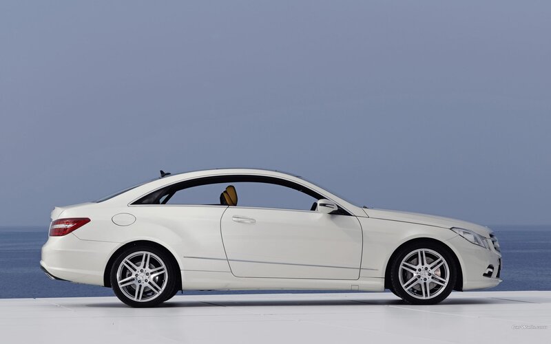 white mercedes-benz coupe