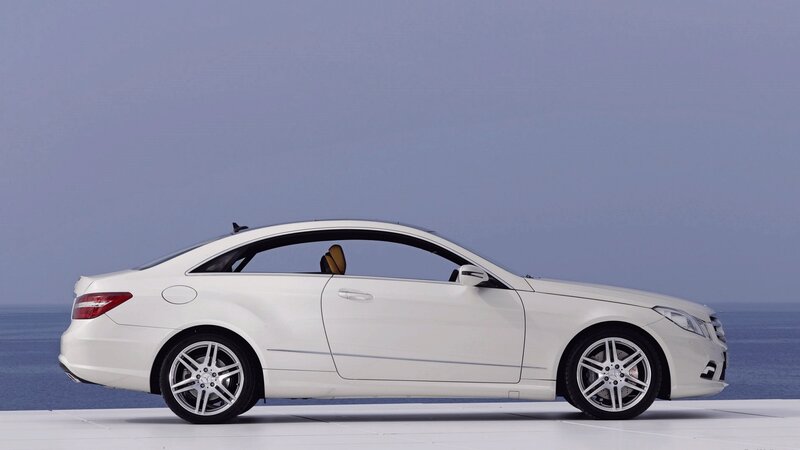 white mercedes-benz coupe