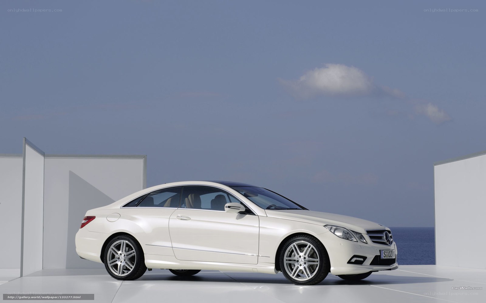 white mercedes-benz coupe