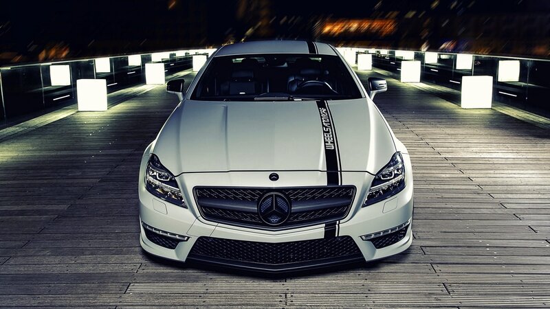 White Mercedes-benz Coupe — Dramatic, Night, Photograph